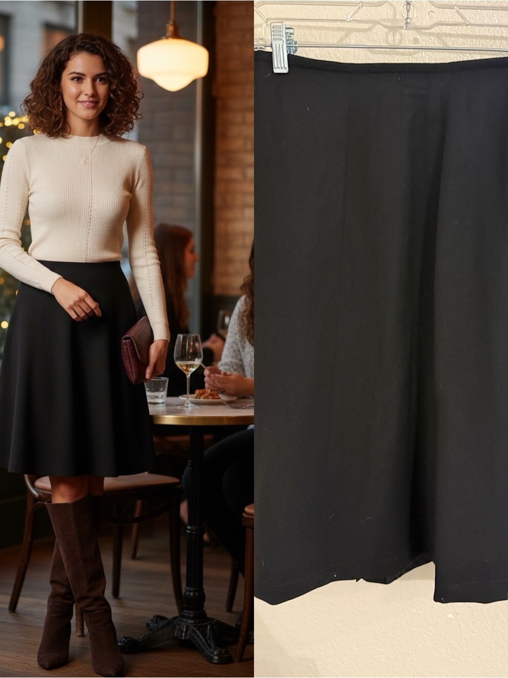 NWT Dana Buchman Black Wool Blend A-Line Midi Skirt Size 8 Career Classic